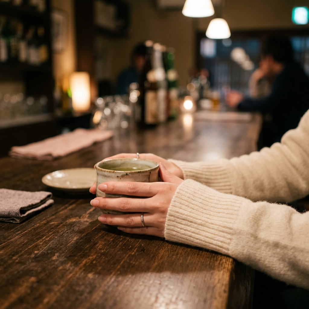 サシ飲みでの和やかな雰囲気